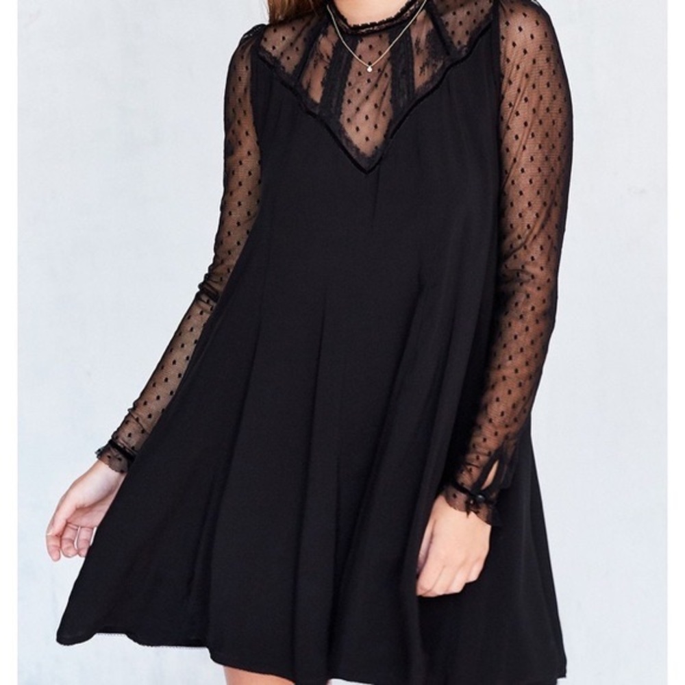 Kimchi Blue High-Neck Lace Swing Dress